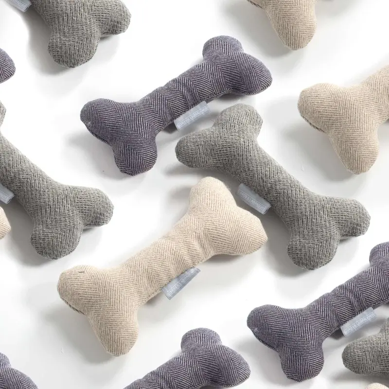 Bone Dog Toy in Herringbone Tweed by Lords & Labradors