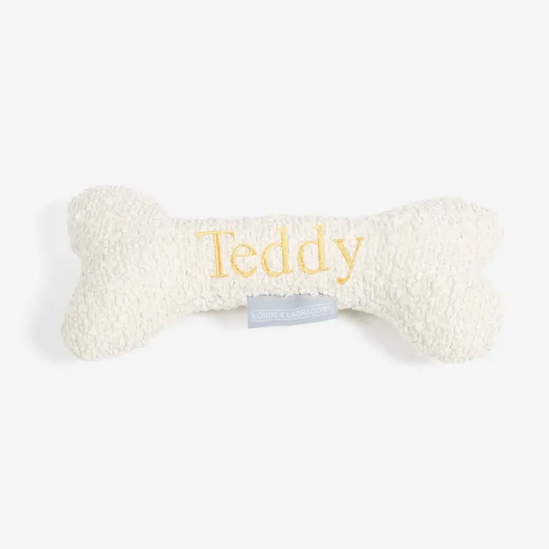 Bone Dog Toy in Ivory Boucl by Lords & Labradors