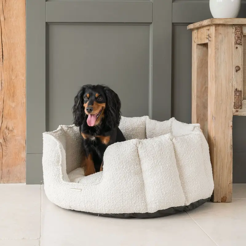 High Wall Bed With Removable Covers in Ivory Boucl by Lords & Labradors