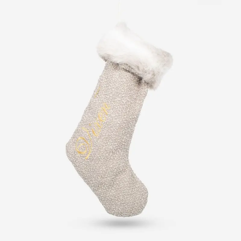 Christmas Stocking in Mink Boucl by Lords & Labradors