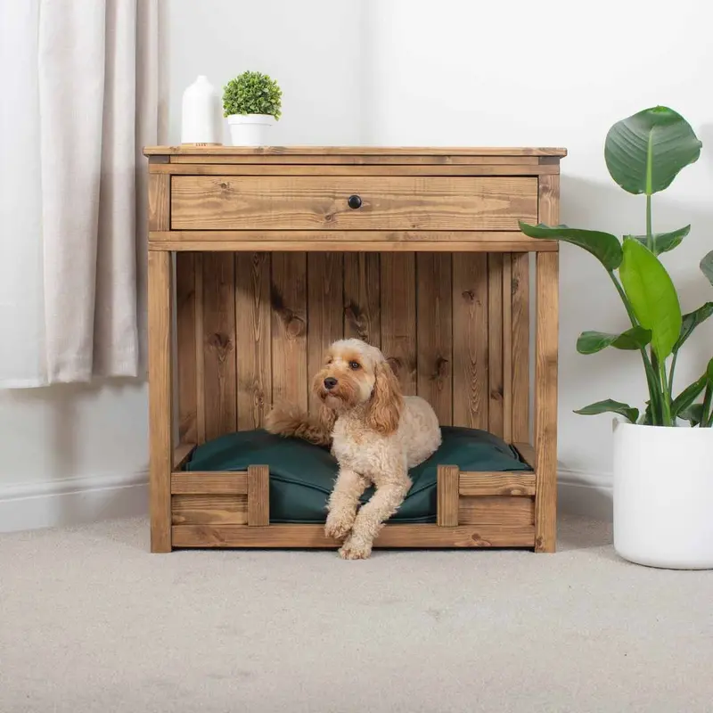Wooden Broadsand Open Dog Crate with Drawer by Lords & Labradors