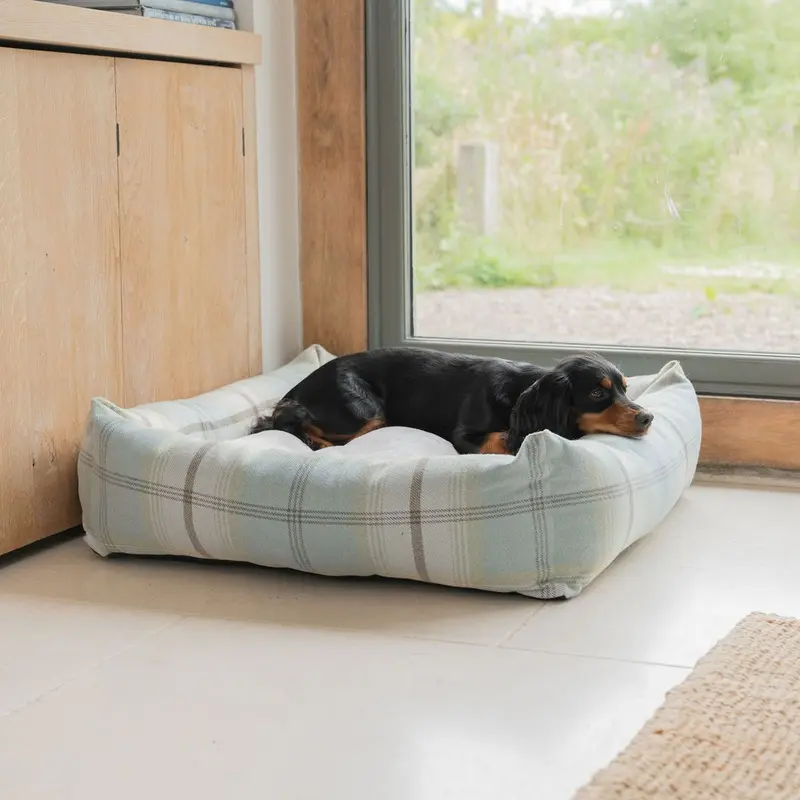 Box Bed With Removable Cover in Balmoral Duck Egg Tweed by Lords & Labradors