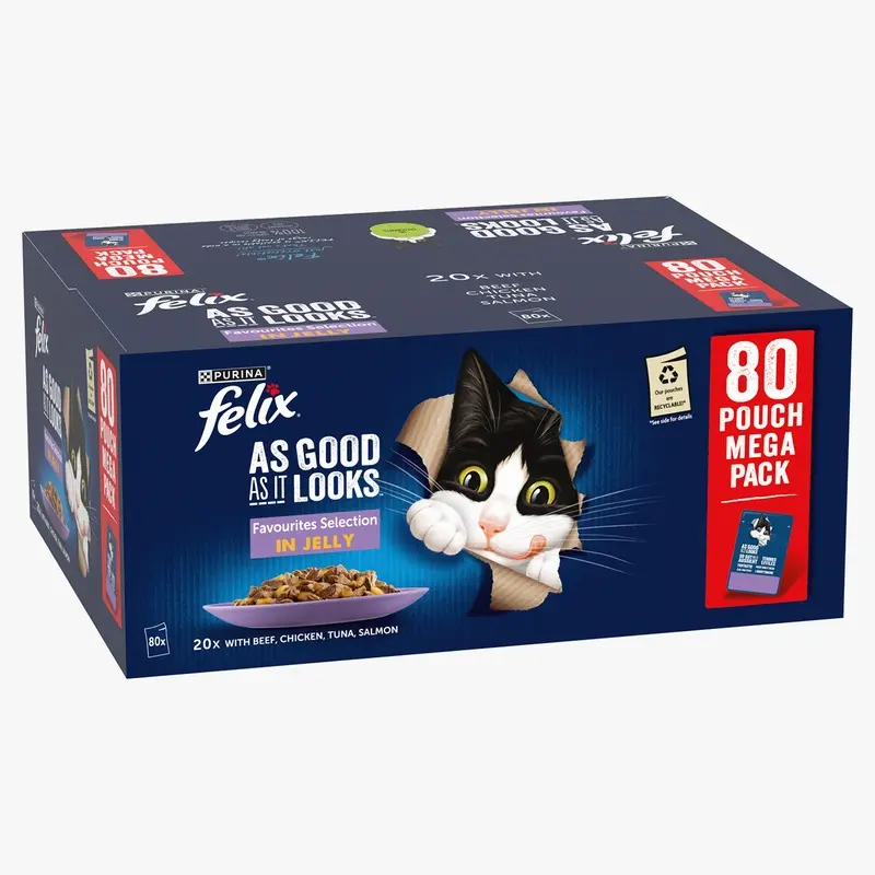 Felix As Good As it Looks Favourites Selection Wet Cat Food in Jelly (80 x 85g)