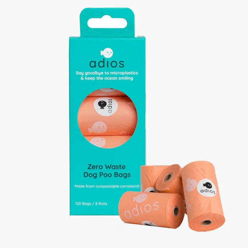 Adios Compostable Dog Poo Bags in Coral Pink