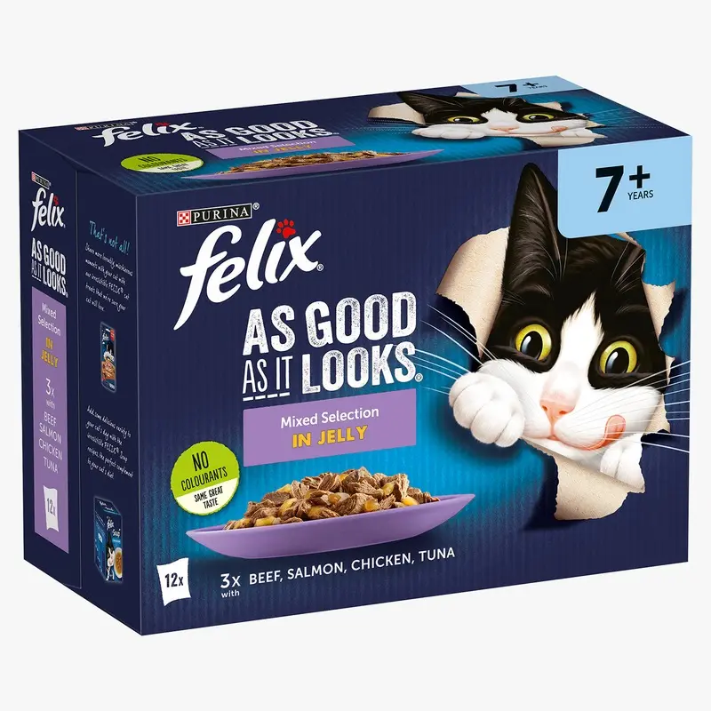 Felix As Good As it Looks Senior 7+ Mixed Selection in Jelly Wet Cat Food (12 x 85g)