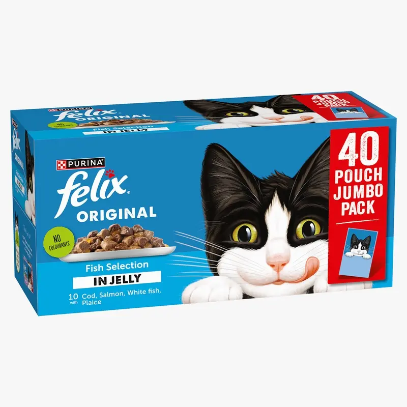 Felix Original Fish Selection in Jelly Wet Cat Food (40 x 85g)