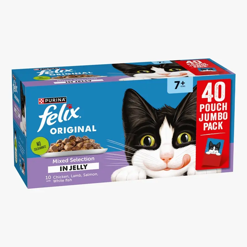 Felix Original Senior 7+ Mixed Selection in Jelly Wet Cat Food (40 x 85g)