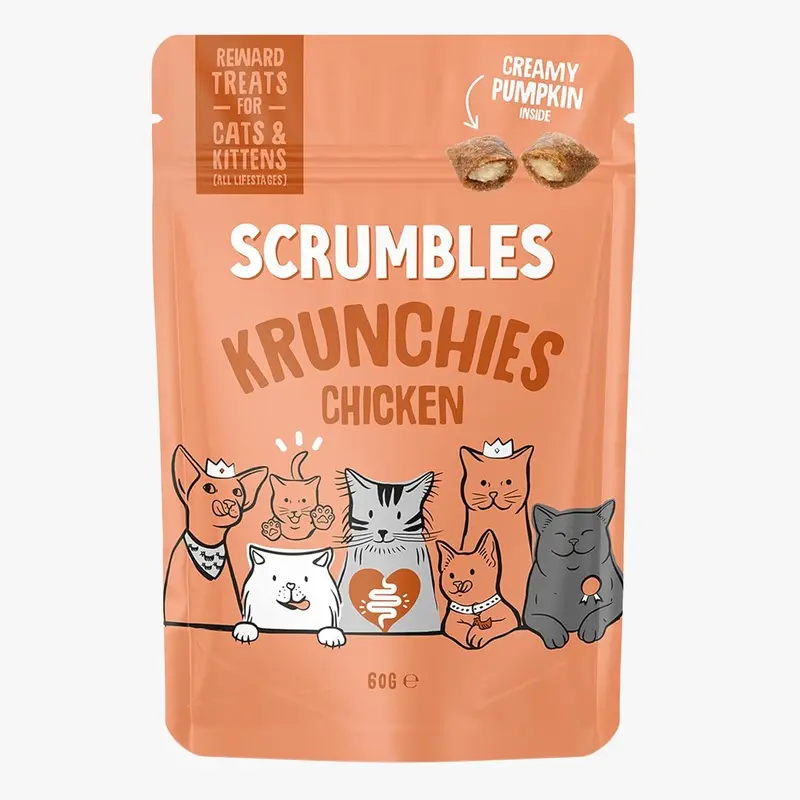 Scrumbles Chicken Krunchies Pillow Cat Treats 60g
