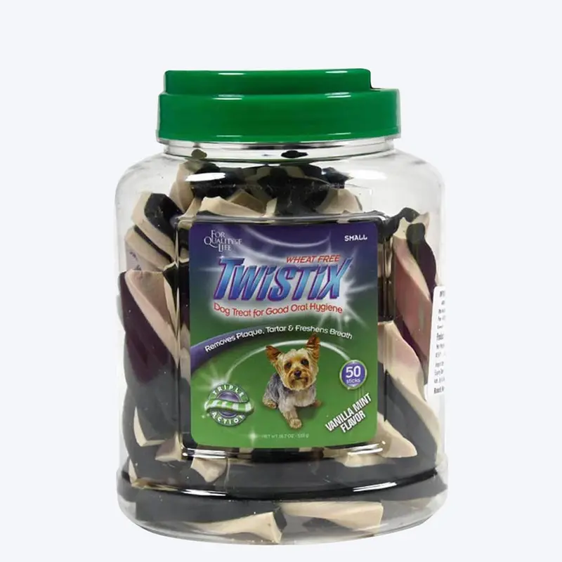 NPIC Twistix Vanilla Mint Dog Treats Canister - Small (50 Sticks) - 530g