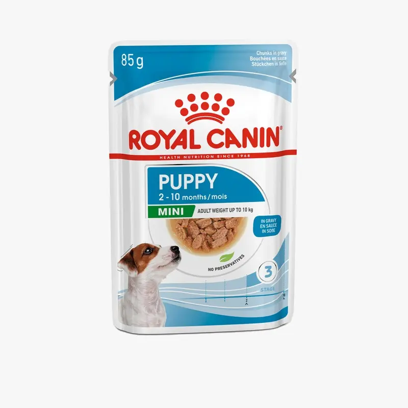 Royal Canin Puppy Mini Breed Wet Dog Food Chunks in Gravy (48 x 85g)