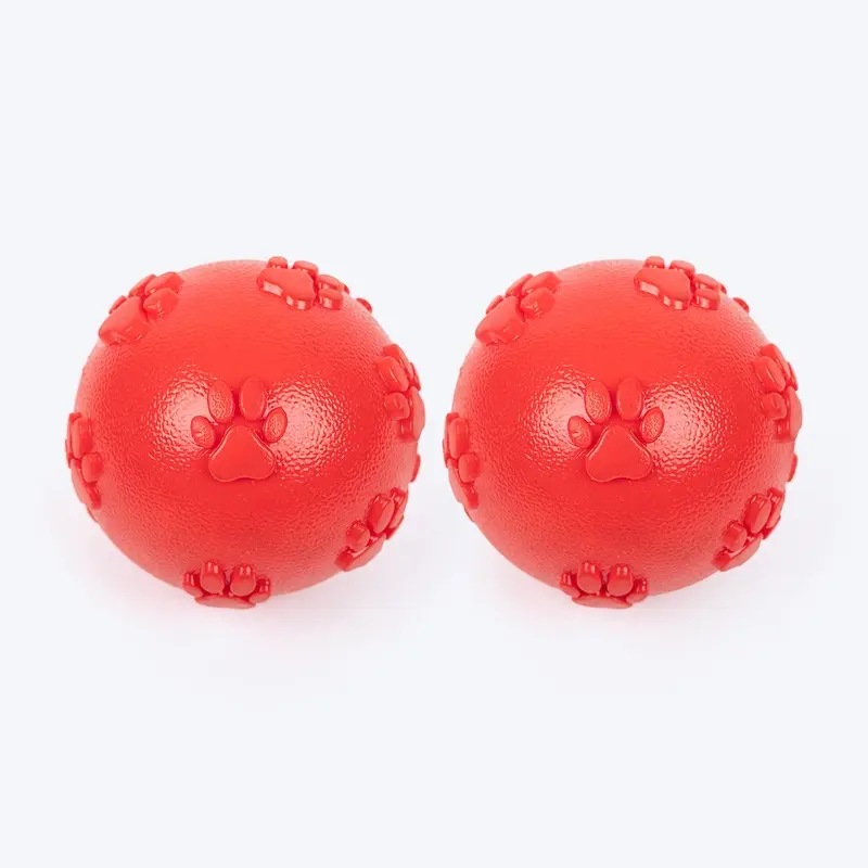 TLC Squeaky Balls Toy For Dog - Red - Set of 2
