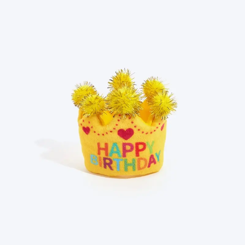 FOFOS Birthday Crown Catnip Inside Plush Cat Toy - Yellow