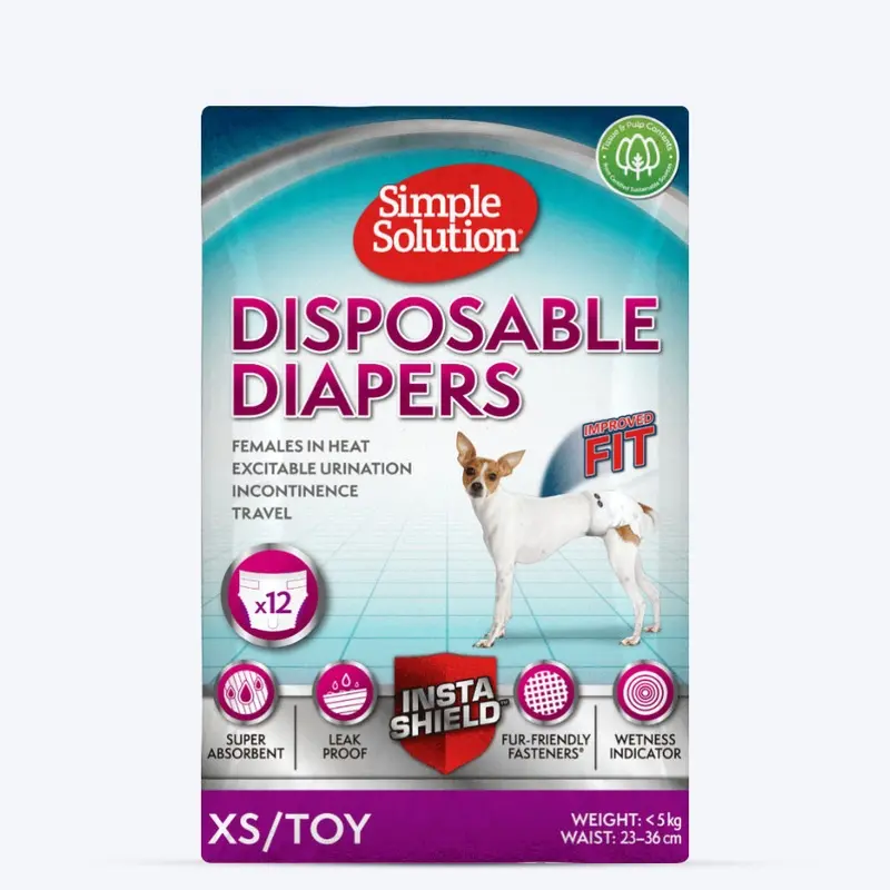 Simple Solution Disposable Dog Diapers - Pack of 12 (In multiple sizes)