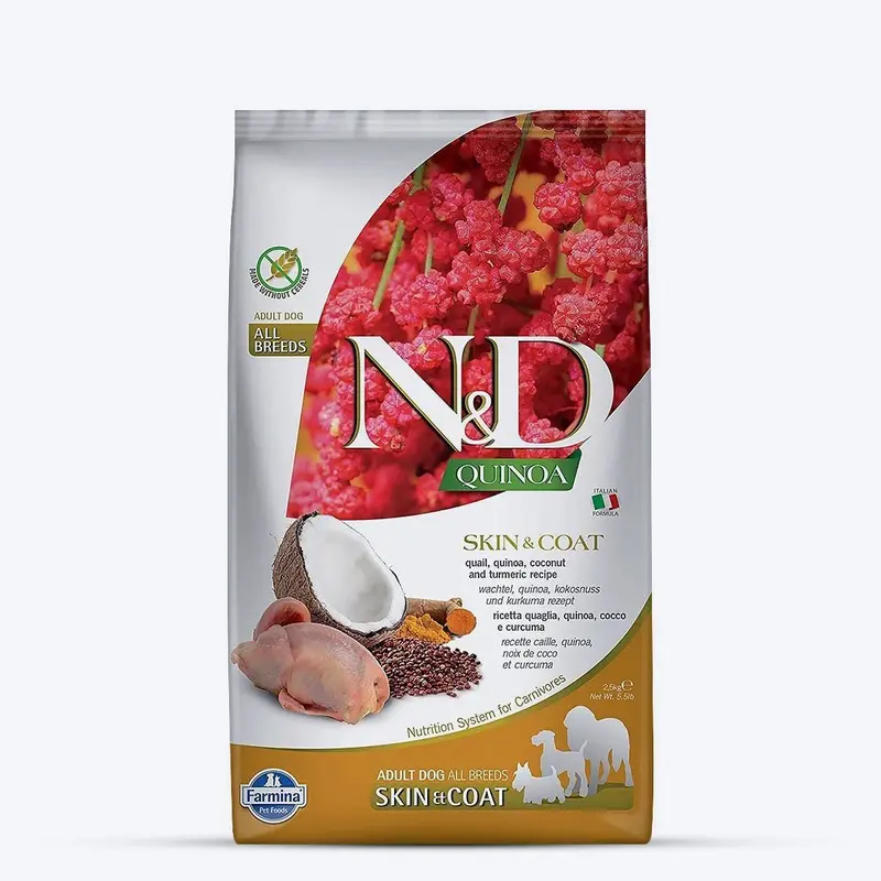 Farmina N&D Quinoa Quail, Coconut & Turmeric (Skin & Coat) All Breed Adult Dry Dog Food