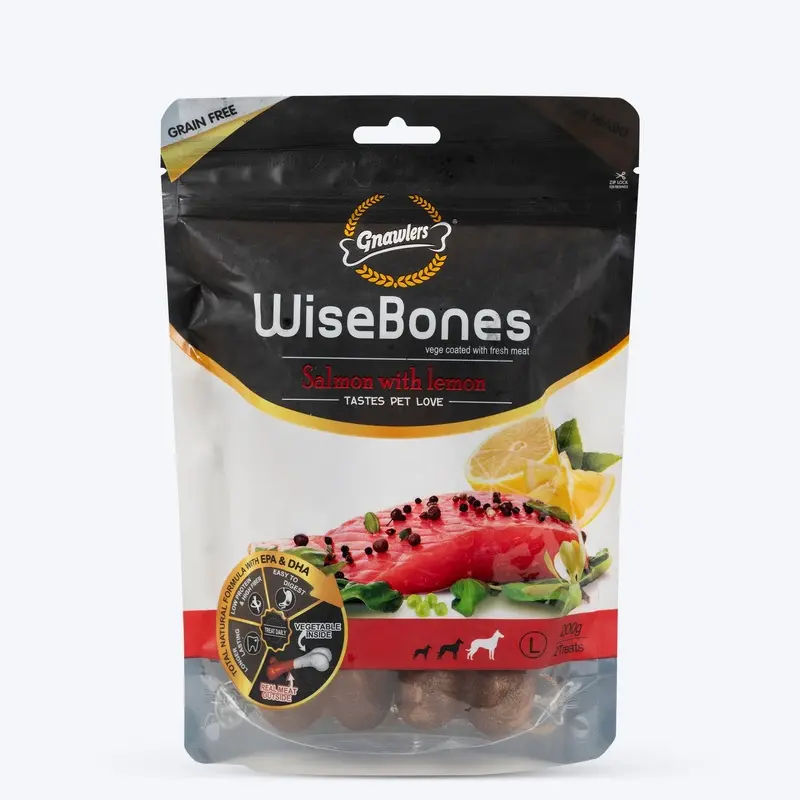 Gnawlers Wisebones Dog Treat - Salmon with Lemon - 200 g
