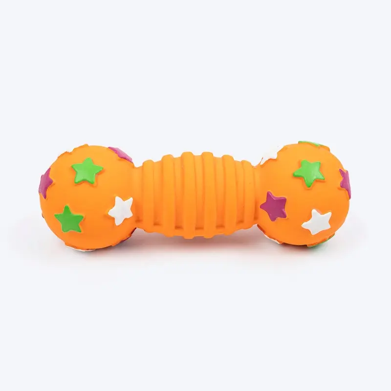 TLC Stary Dumbbell Squeaky Chew Toy For Dog - Orange