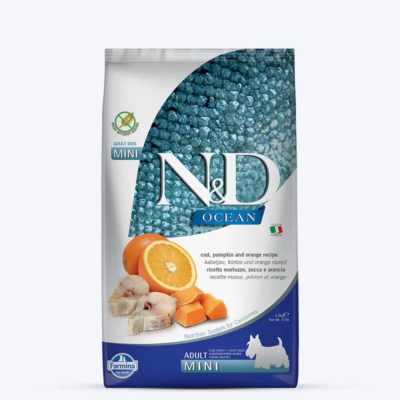 Farmina N&D Pumpkin Codfish & Orange Grain Free Adult Mini Breed Dry Dog Food