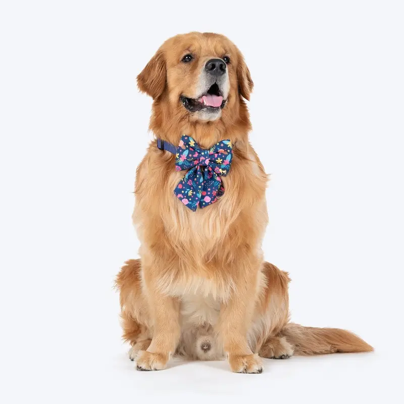 HUFT Bloomscape Printed Lady Bow Tie for Dog - Navy