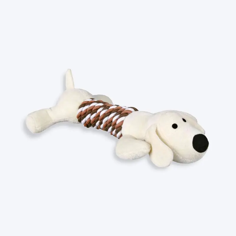 Trixie Animal With Rope Plush Dog Toy - Assorted - 32 cm