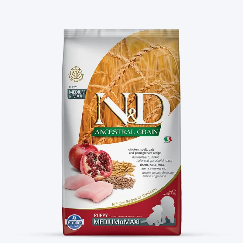 Farmina N&D Ancestral Grain Medium and Maxi Breed Dry Puppy Food - Chicken & Pomegranate