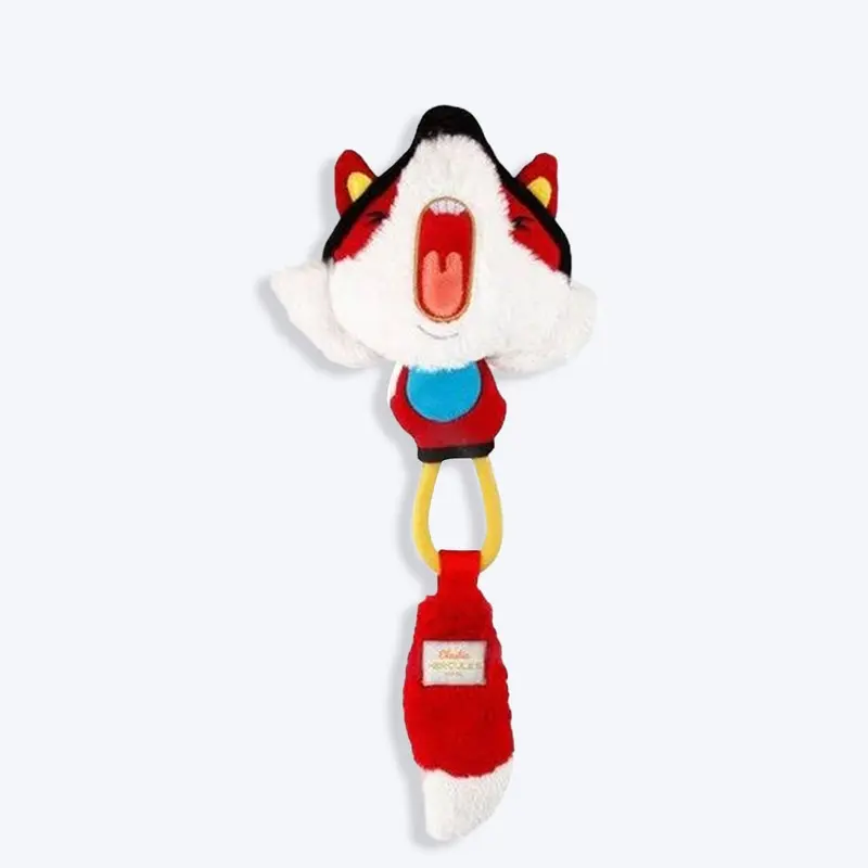 GiGwi Fox Elastic Tug Hercules With Squeaker Fetch Dog Toy - Red - M