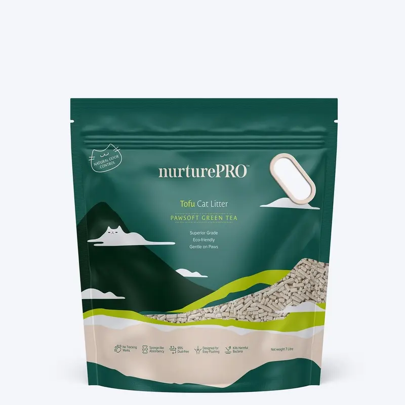 Nurture Pro Tofu Cat Litter Green Tea (Flushable & Lasts 4 Weeks) - 7 L (2.75Kg)