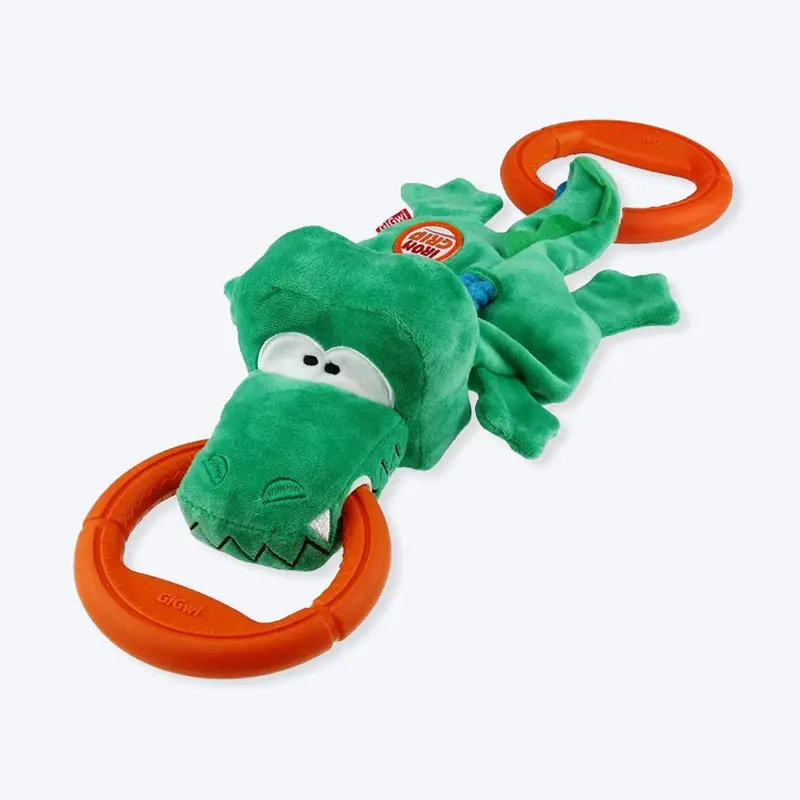 GiGwi Iron Grip Crocodile Plush Tug Toy for Dogs with TPR Handle