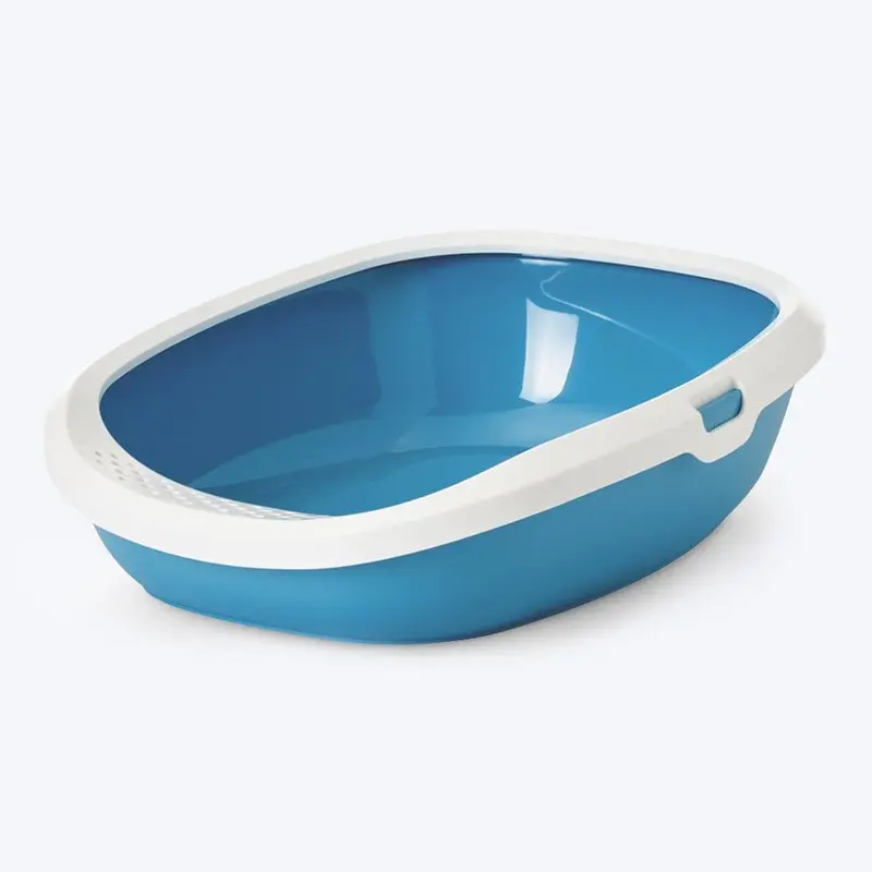 Savic Gizmo Cat Litter Tray with Rim - Blue - 17 x 12 x 5 inches