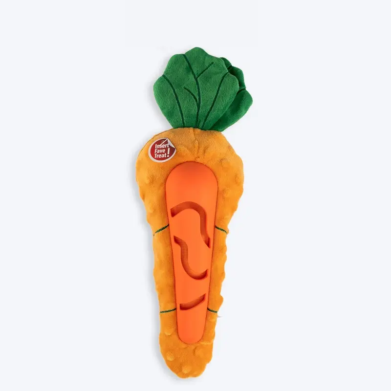 FOFOS Cute Carrot Treat Dispensing & Squeaky Chew Toy For Dog - Orange