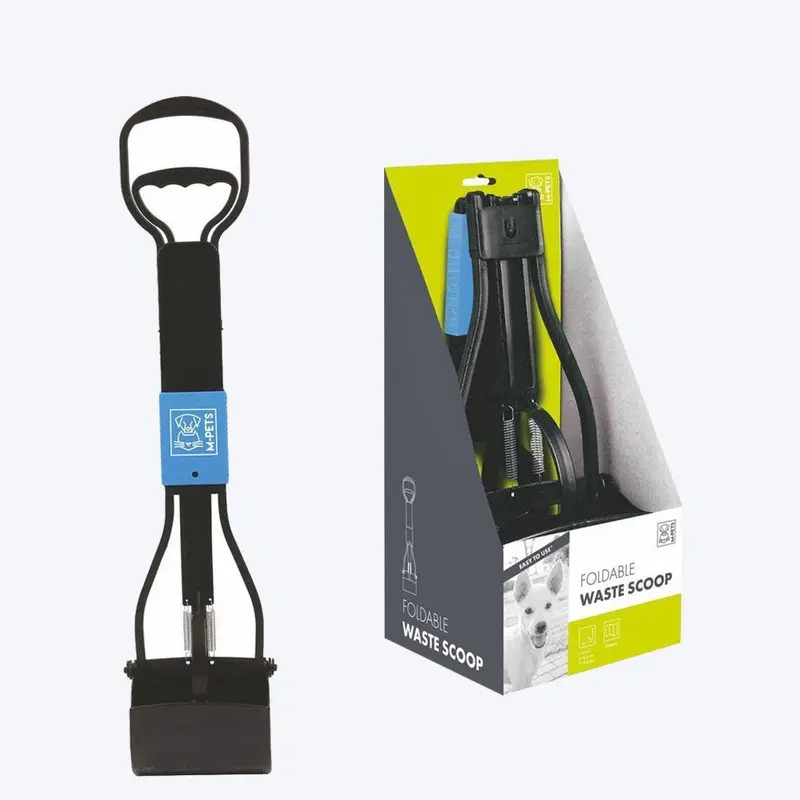 M-Pets Foldable Waste Scoop - Black & Blue - 66x15.5x13.5 cm