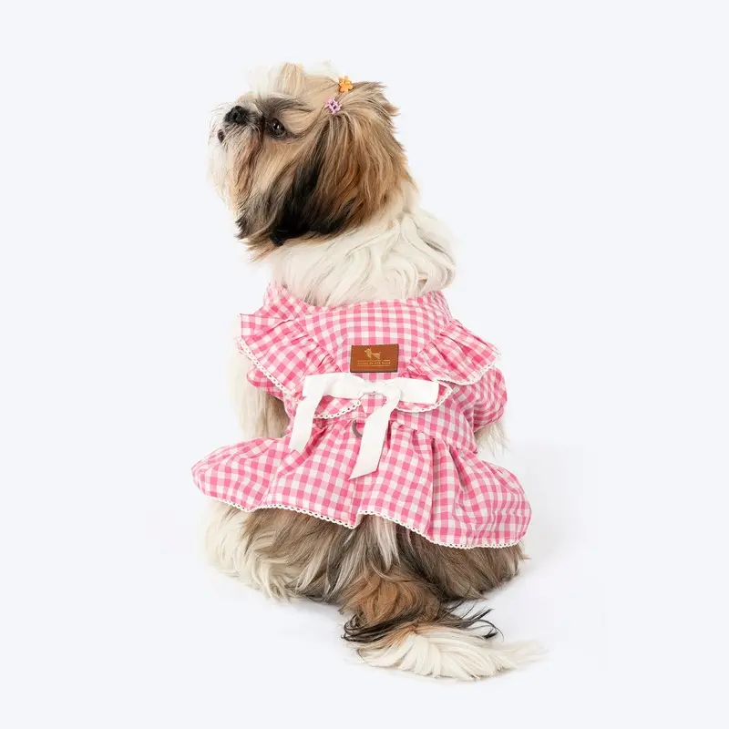 HUFT Check Charms Dress For Dog - Pink
