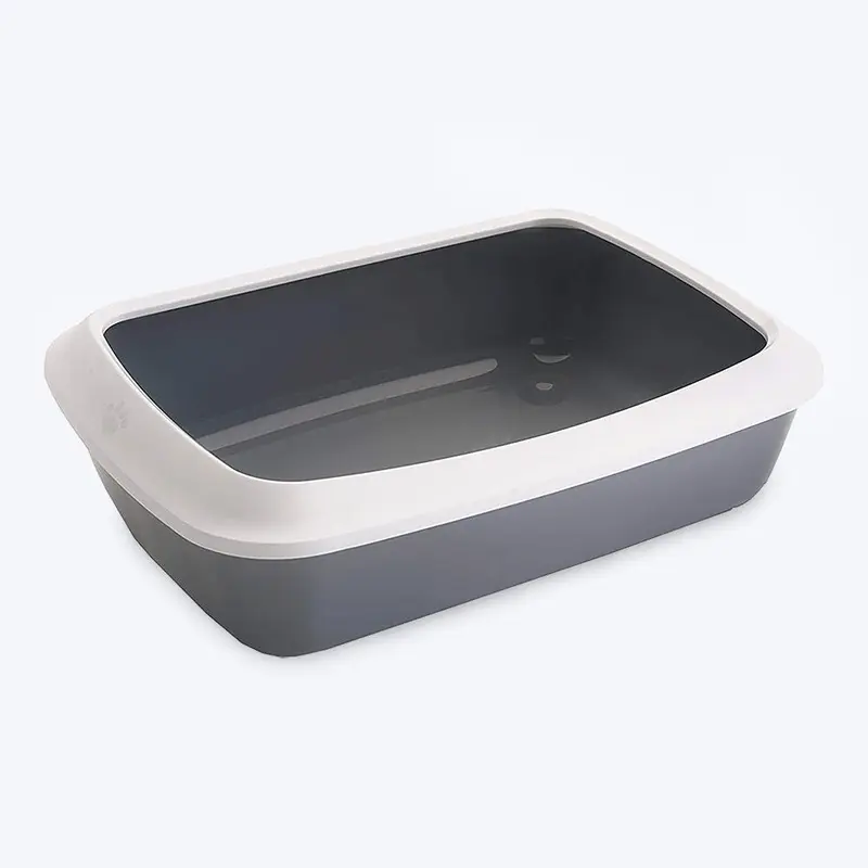 Savic IRIZ Cat Litter Tray with Rim - Retro Cold Grey - 17 x 12 x 5 inch