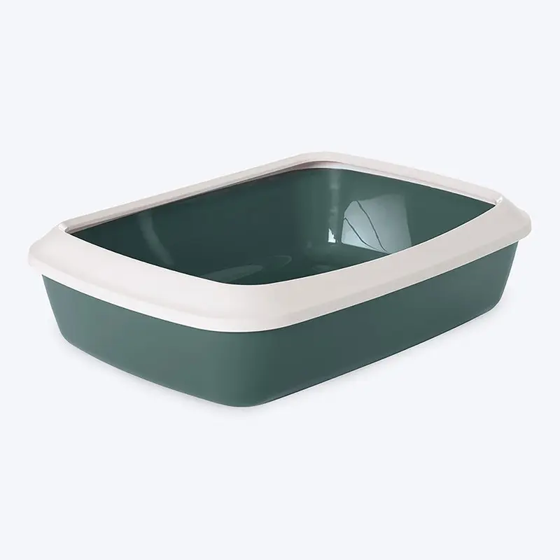 Savic IRIZ Cat Litter Tray with Rim - Nordic Green - 17 x 12 x 5 inches