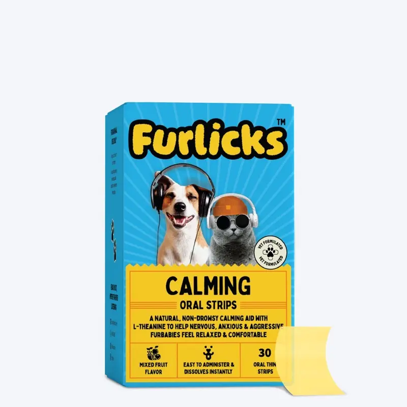 Furlicks Calming Aid Mixed Fruit Oral Supplement For Cats and Dogs - 45g (30 Strips)