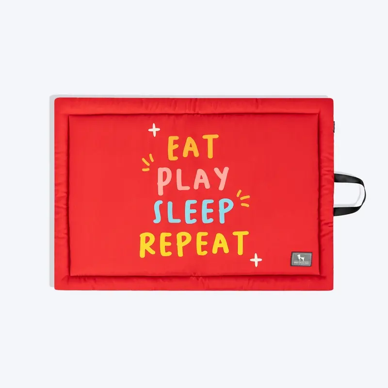 HUFT Eat Sleep Play Repeat Mat For Dog - Red