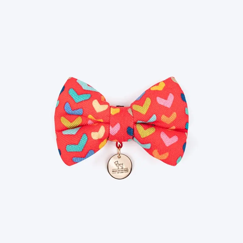 HUFT Heart to Heart Printed Bow Tie for Small Dog - Red