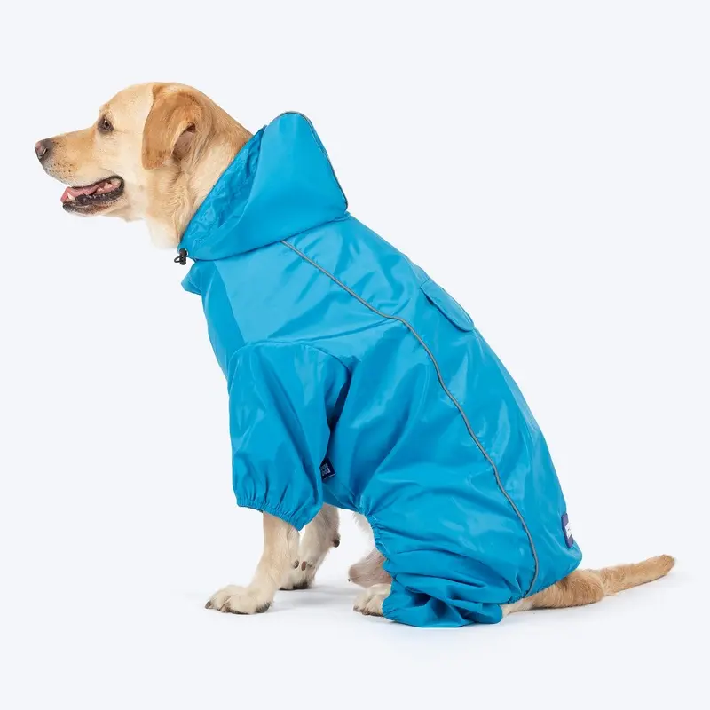 Dash Dog Puddle Jumper Full Coverage Raincoat For Dog - Electric Blue