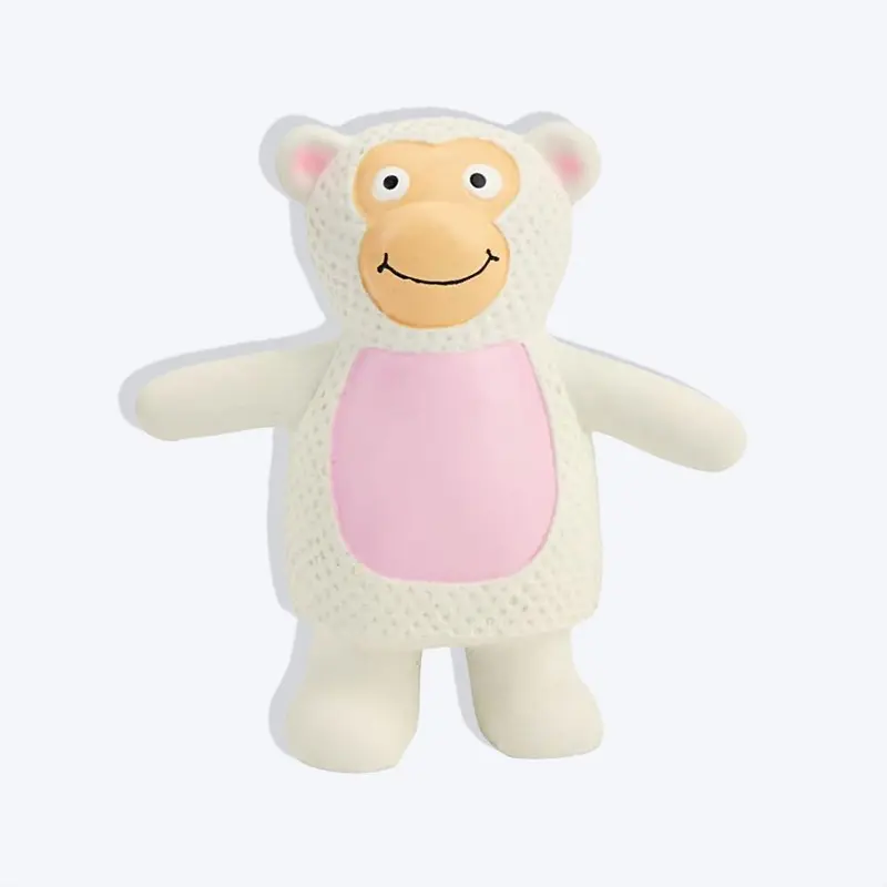 FOFOS Monkey Latex Squeaker Chew Toy For Dog - White & Pink