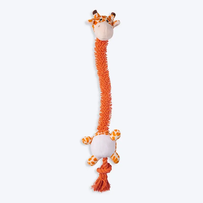 Barkbutler Garry The Giraffe Squeaky Plush Dog Toy - Orange