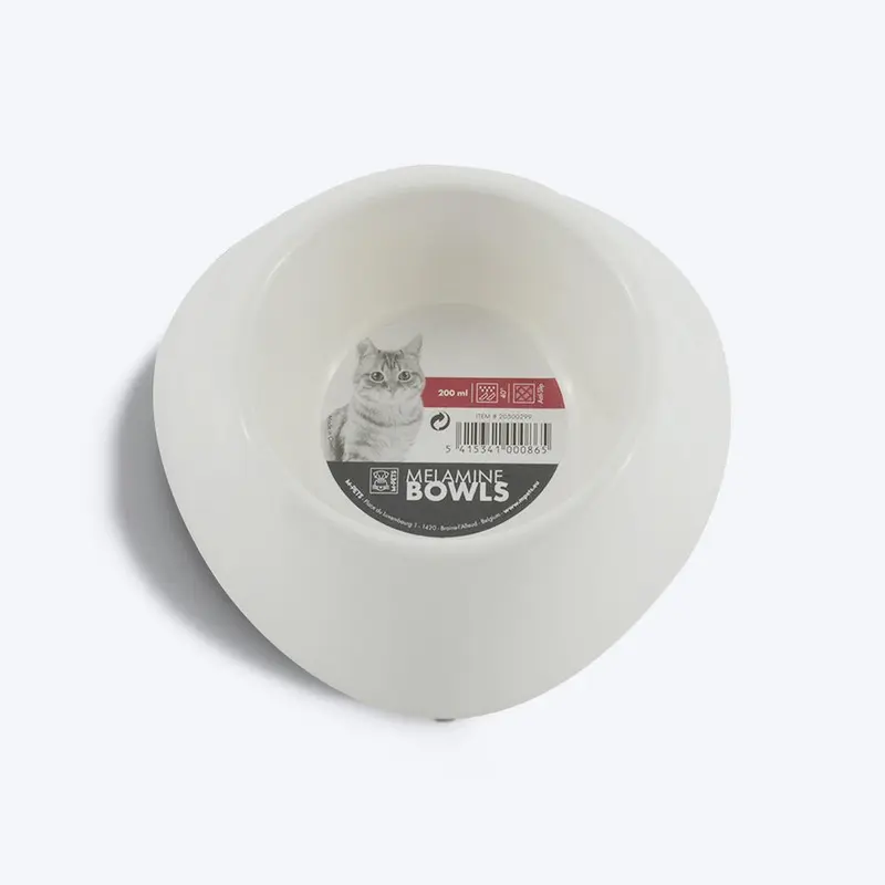 M-PETS Melamine Single Cat Bowl - White - 200 ml