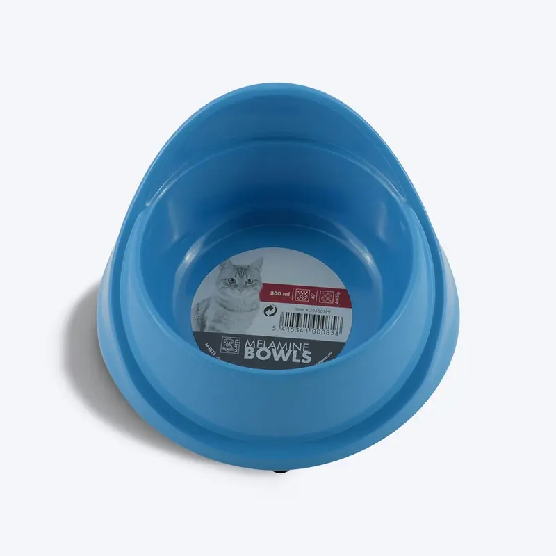 M-PETS Melamine Single Fashion Cat Bowl - Blue - 300 ml