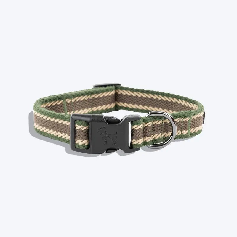 HUFT Olive Odyssey Dog Collar - Olive Green & Beige