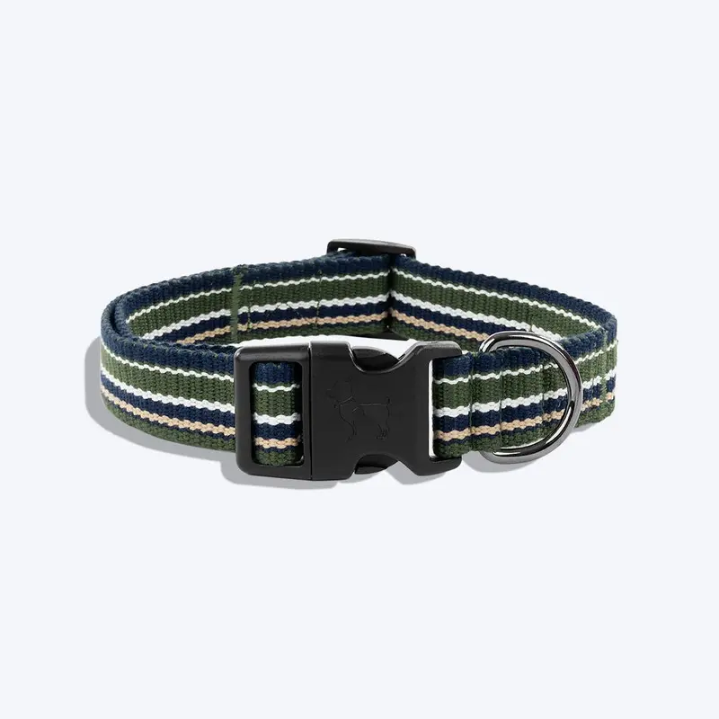 HUFT Vintage Dog Collar - Navy Blue & Green