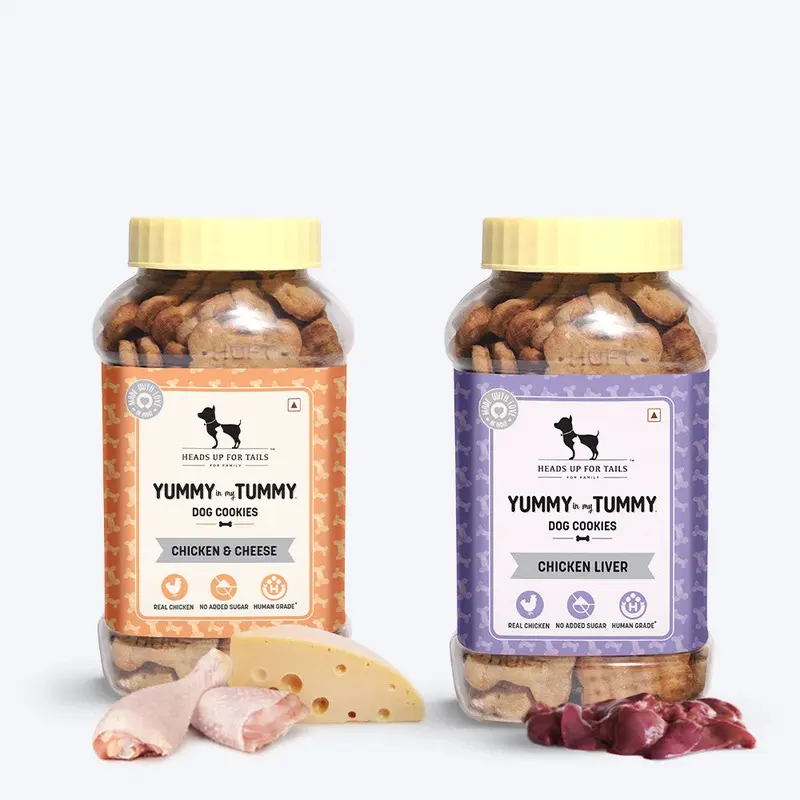 HUFT YIMT Dog Biscuits Combo - Chicken Liver & Chicken & Cheese - Pack of 2 - (320 g Each)