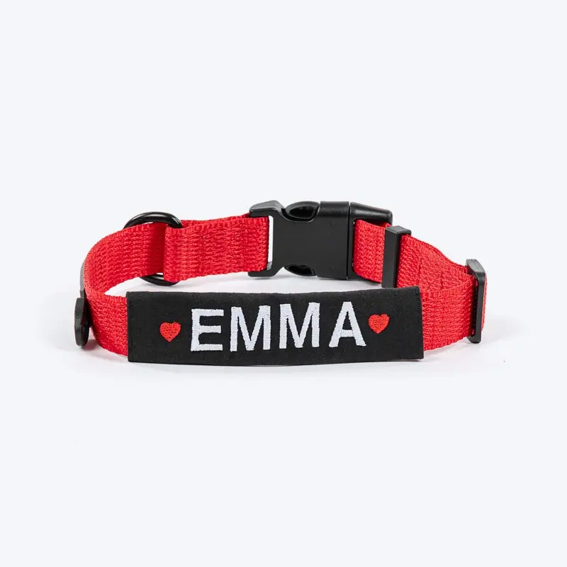 HUFT Classic Personalised Dog Collar - Cherry Red