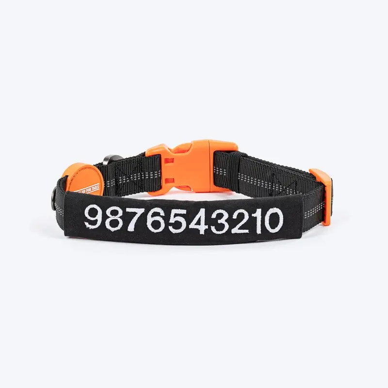 HUFT Personalised Xplorers (Mobile No.) Dog Collar - Black