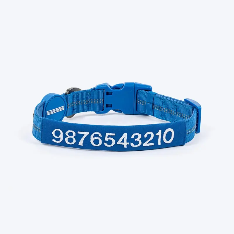 HUFT Personalised Xplorers (Mobile No.) Dog Collar - Blue