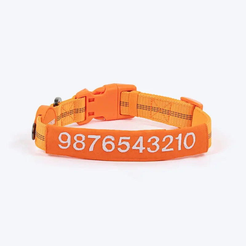 HUFT Personalised Xplorers (Mobile No.) Dog Collar - Orange