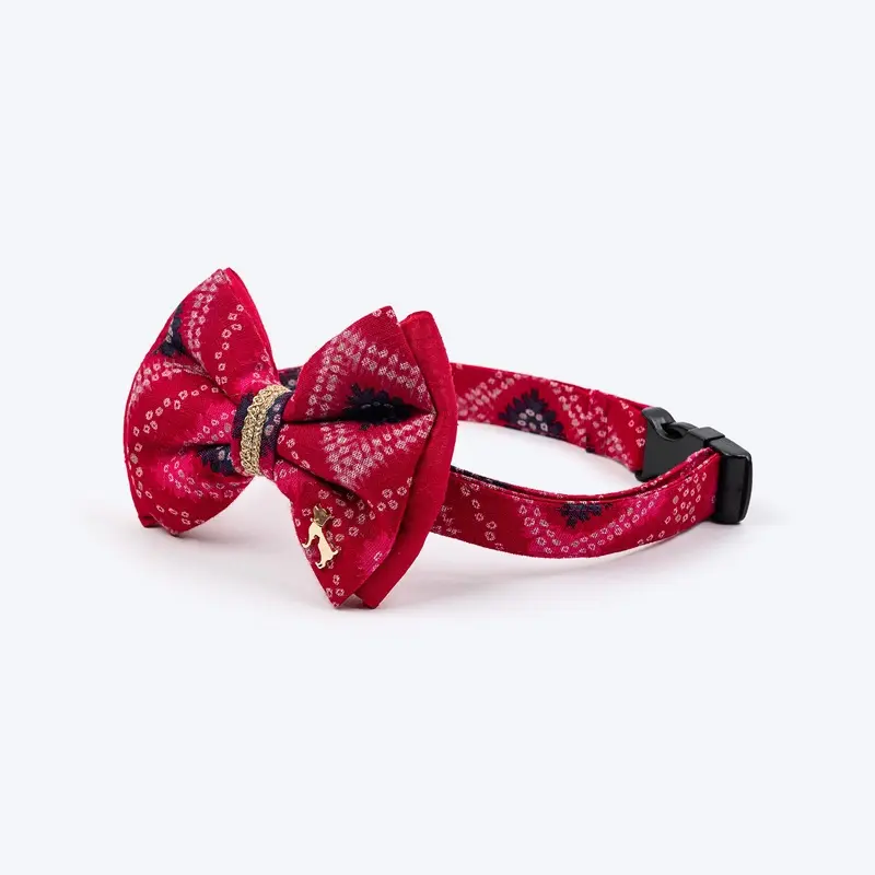 HUFT Rang Riwaz Bow Tie With Strap For Dog - Pink