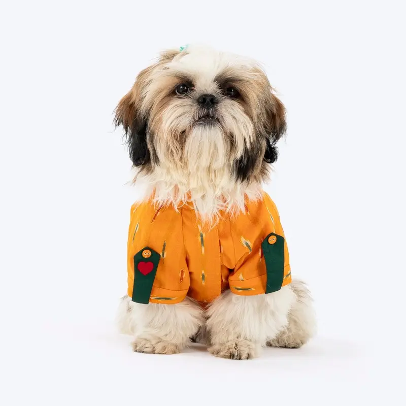 HUFT EthniPaw Ikat Kurta For Dog - Mustard